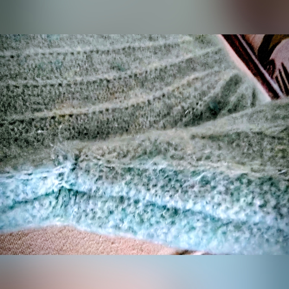 LA MAILLE SÉZANE Amance Fancy Knit Mohair Sea Green Mint Cardigan Large - Picture 7 of 13